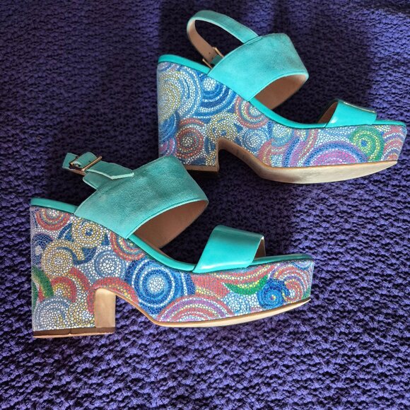 Vintage. "Sacha London" Platform Shoes. size 7. Heels are 4". Hand made. - Picture 1 of 7